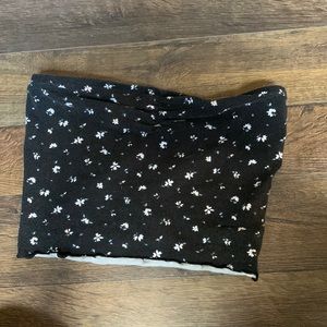 black flower tube top
